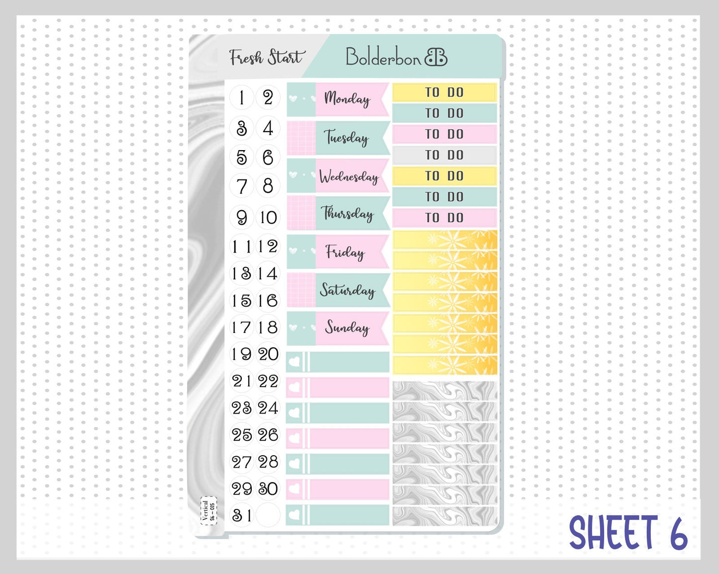 FRESH START ||7x9 Vertical Planner Sticker Kit