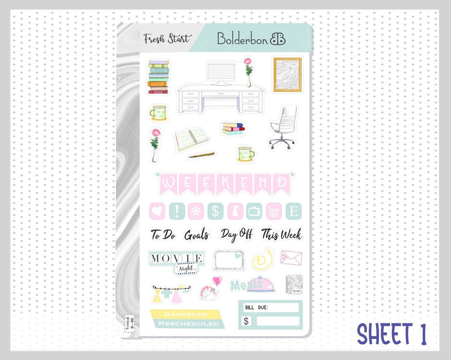 FRESH START ||7x9 Vertical Planner Sticker Kit