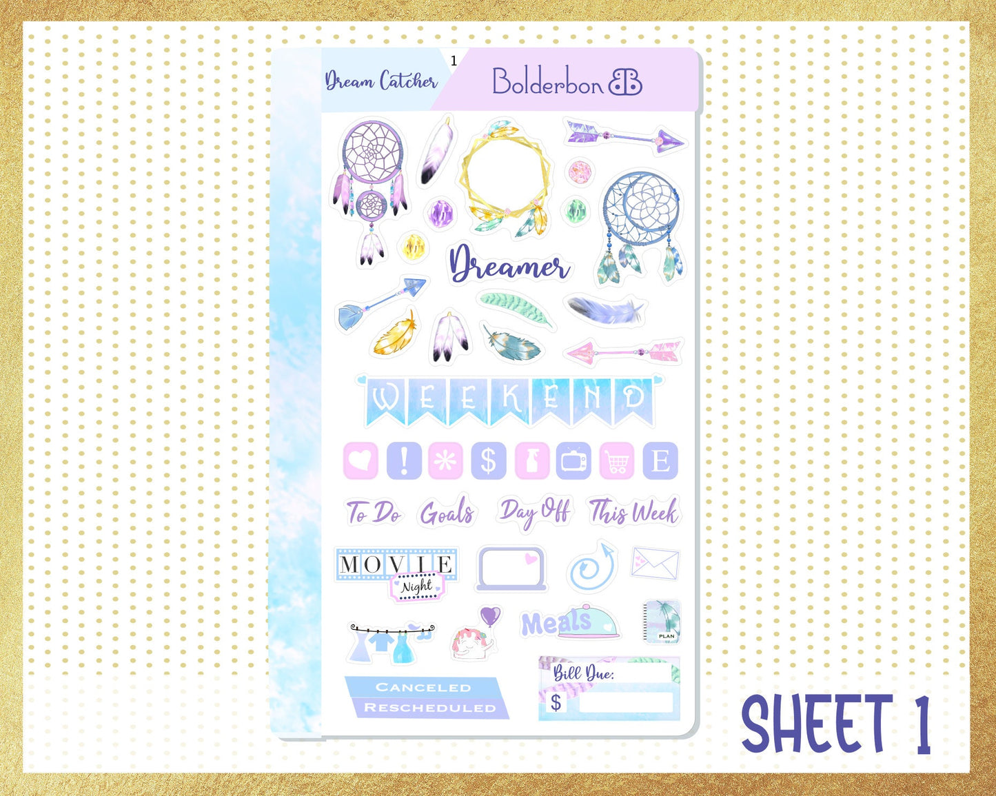 DREAM CATCHER || 7x9 Vertical Planner Sticker Kit