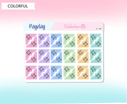 PAYDAY CORNER || Functional Planner Stickers