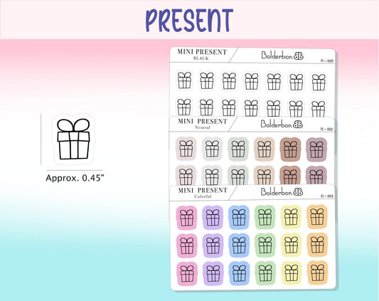 PRESENT ICONS || Clear or White Matte Planner Stickers