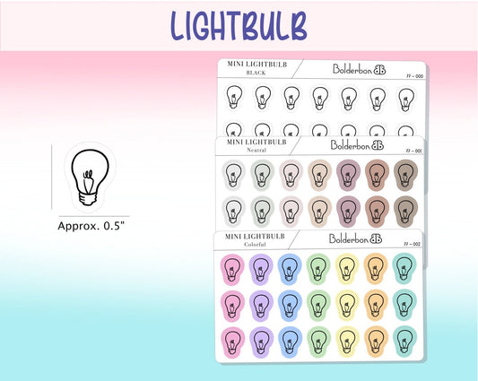 LIGHTBULB ICONS || Clear or White Matte Planner Stickers