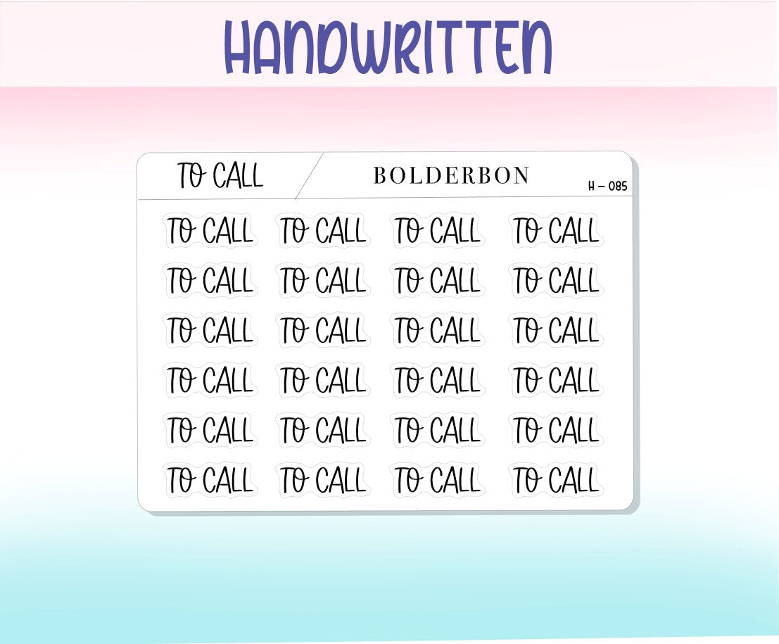 TO CALL Script Handwritten Stickers || Functional Planner Stickers, Typography, Word, Handlettered, Cursive