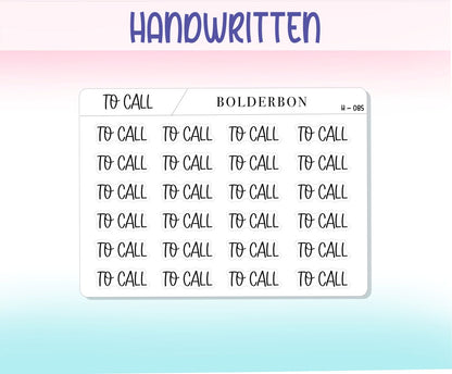 TO CALL Script Handwritten Stickers || Functional Planner Stickers, Typography, Word, Handlettered, Cursive