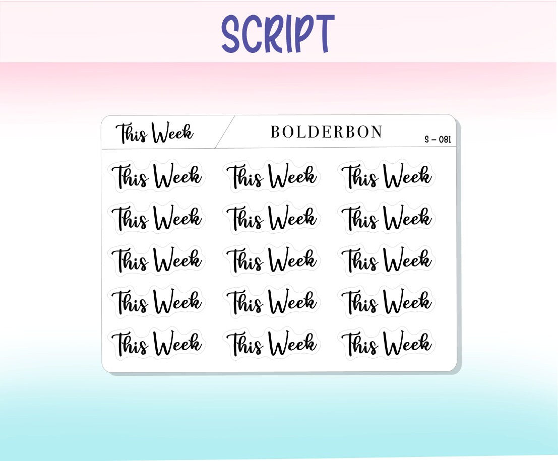 THIS WEEK || Functional Script Stickers