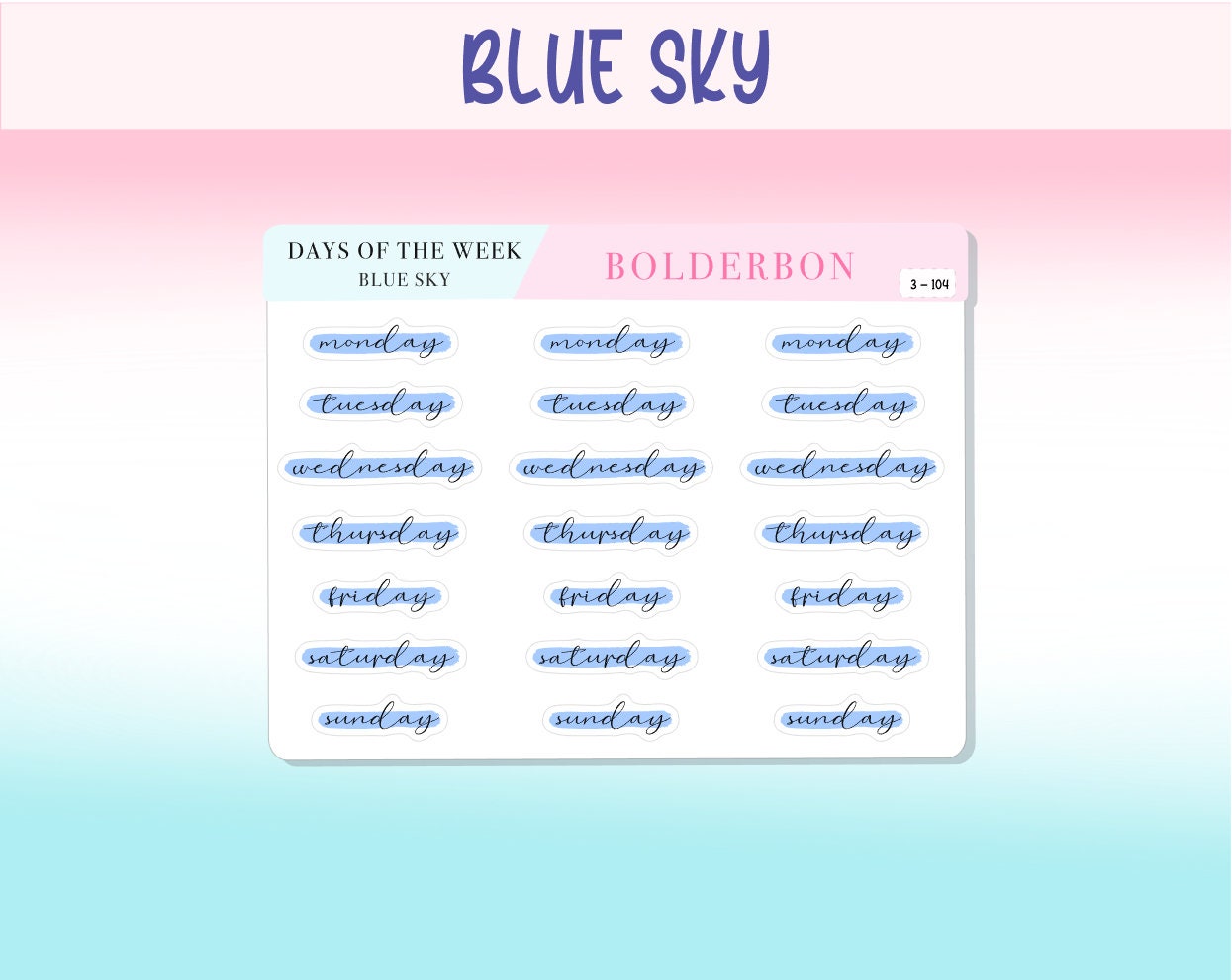 Days Of The Week COLORFUL || Highlighted, Planner Stickers