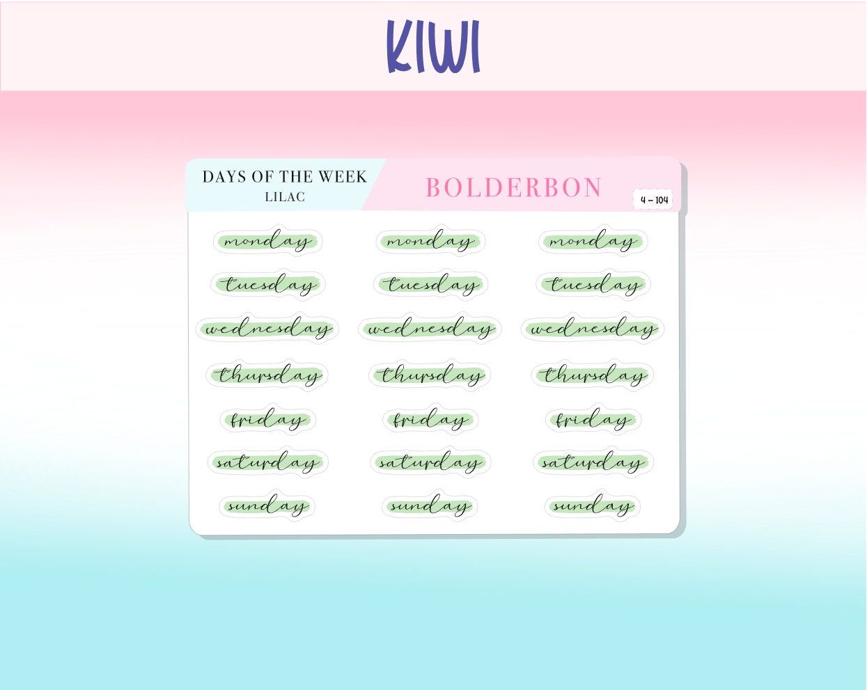 Days Of The Week COLORFUL || Highlighted, Planner Stickers