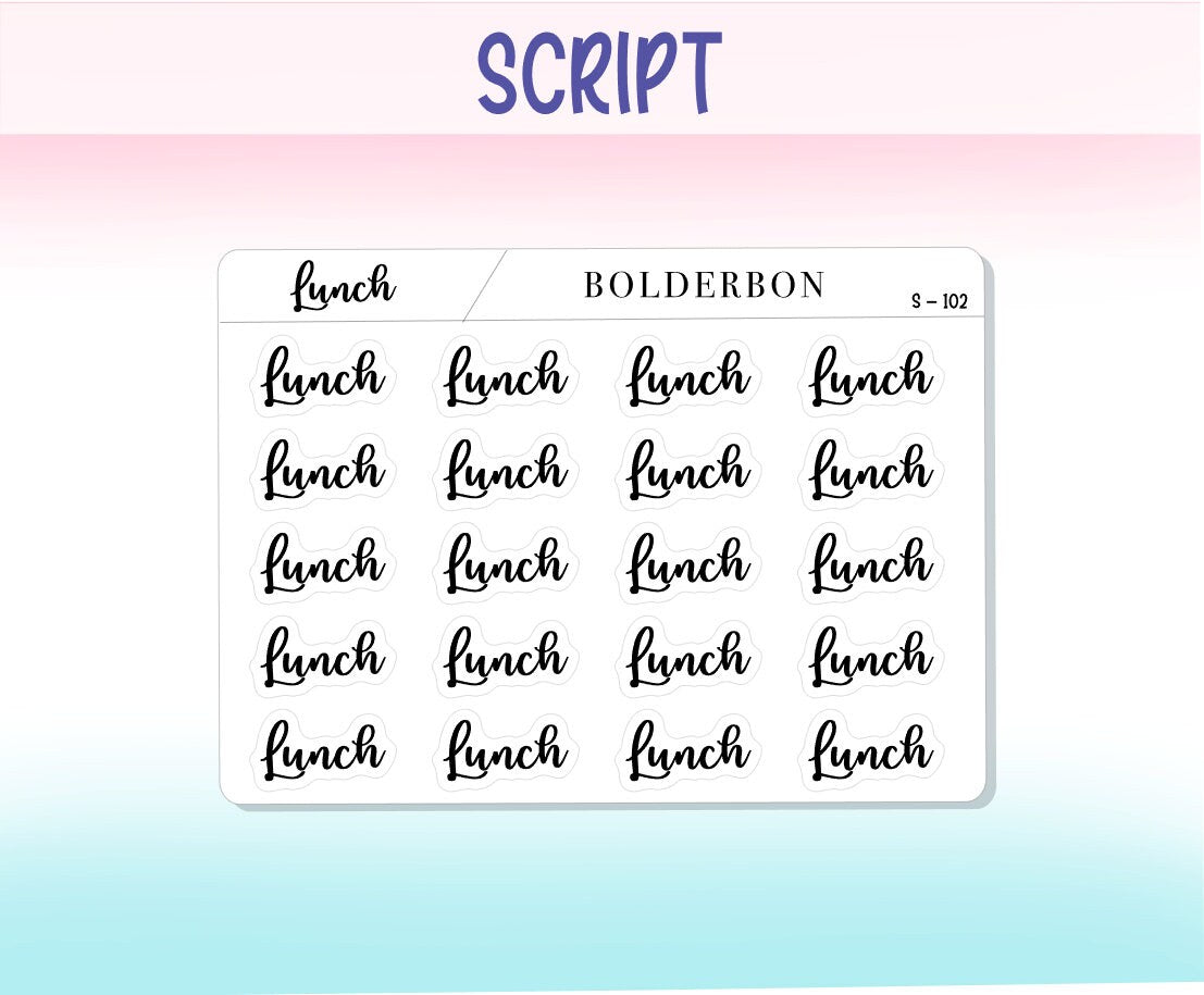 LUNCH || Functional Script Stickers