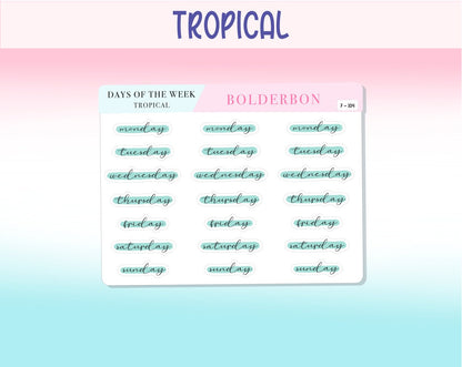 Days Of The Week COLORFUL || Highlighted, Planner Stickers