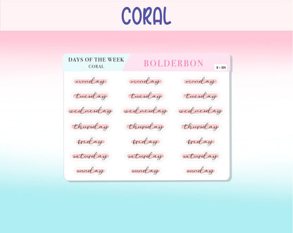 Days Of The Week COLORFUL || Highlighted, Planner Stickers