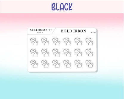 STETHOSCOPE ICONS || Clear or White Matte Planner Stickers