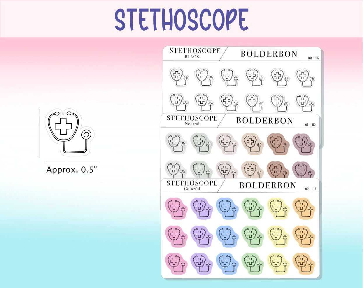 STETHOSCOPE ICONS || Clear or White Matte Planner Stickers