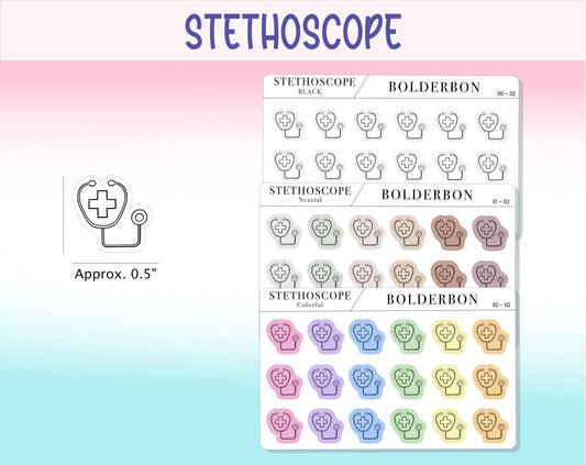 STETHOSCOPE ICONS || Clear or White Matte Planner Stickers