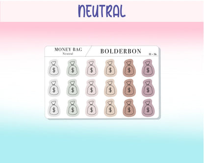 MONEY BAG ICONS || Clear or White Matte Planner Stickers