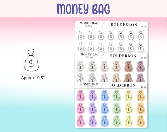 MONEY BAG ICONS || Clear or White Matte Planner Stickers