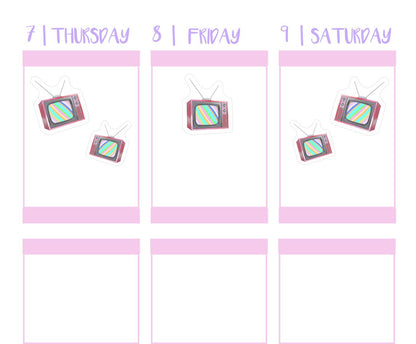 RETRO TV || Planner Stickers, Televison, Movie, TV Show, Functional