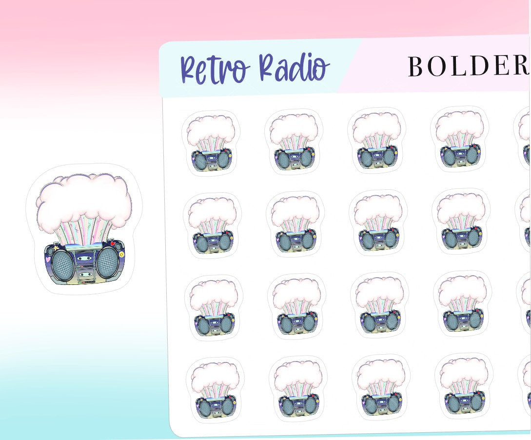 RETRO RADIO || Planner Stickers, Boombox, Cassette Player, Tape Recorder