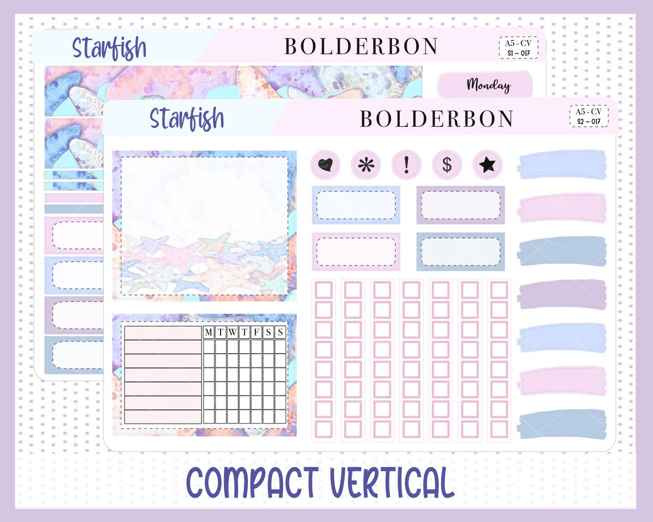 STARFISH || A5 Compact Vertical Planner Sticker Kit