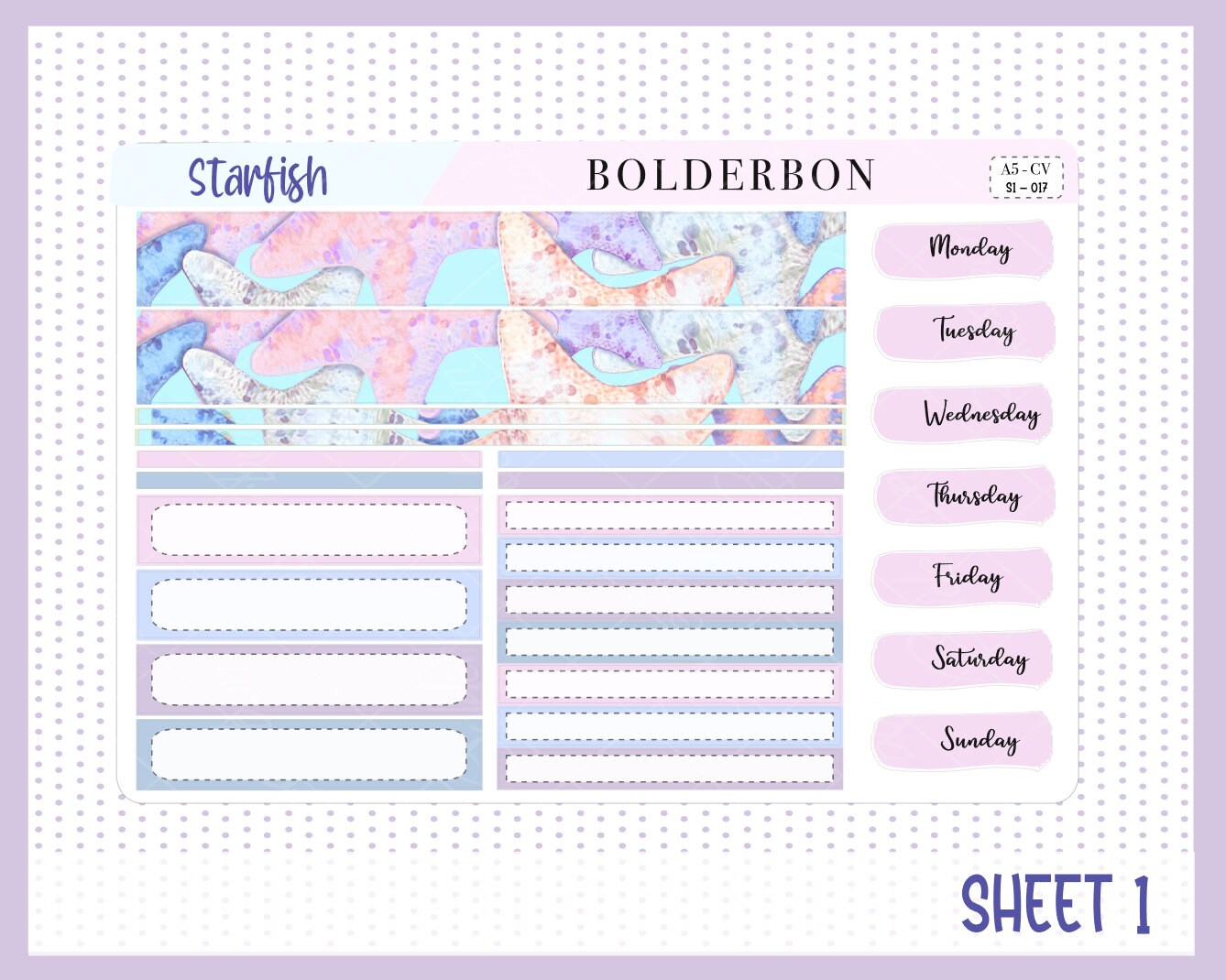 STARFISH || A5 Compact Vertical Planner Sticker Kit