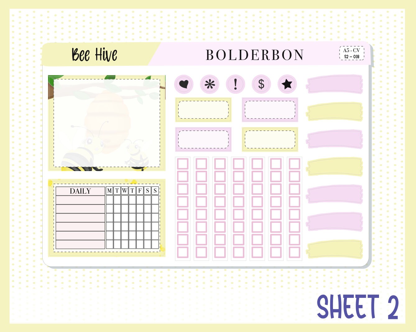 BEE HIVE || A5 Compact Vertical Planner Sticker Kit