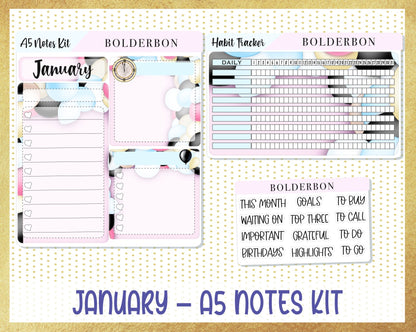 JANUARY A5 NOTES KIT || Planner Sticker Kit