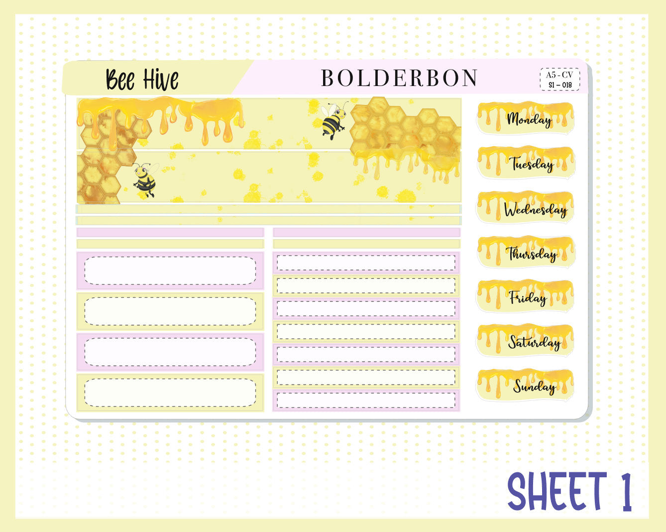 BEE HIVE || A5 Compact Vertical Planner Sticker Kit