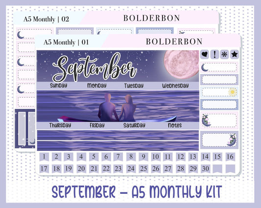 SEPTEMBER A5 MONTHLY || Planner Sticker Kit