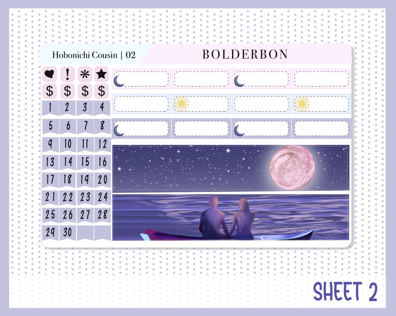SEPTEMBER Hobonichi Cousin and A5 Day Free || "Moonlight" Monthly Planner Sticker Kit