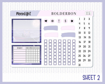 MOONLIGHT || A5 Compact Vertical Planner Sticker Kit