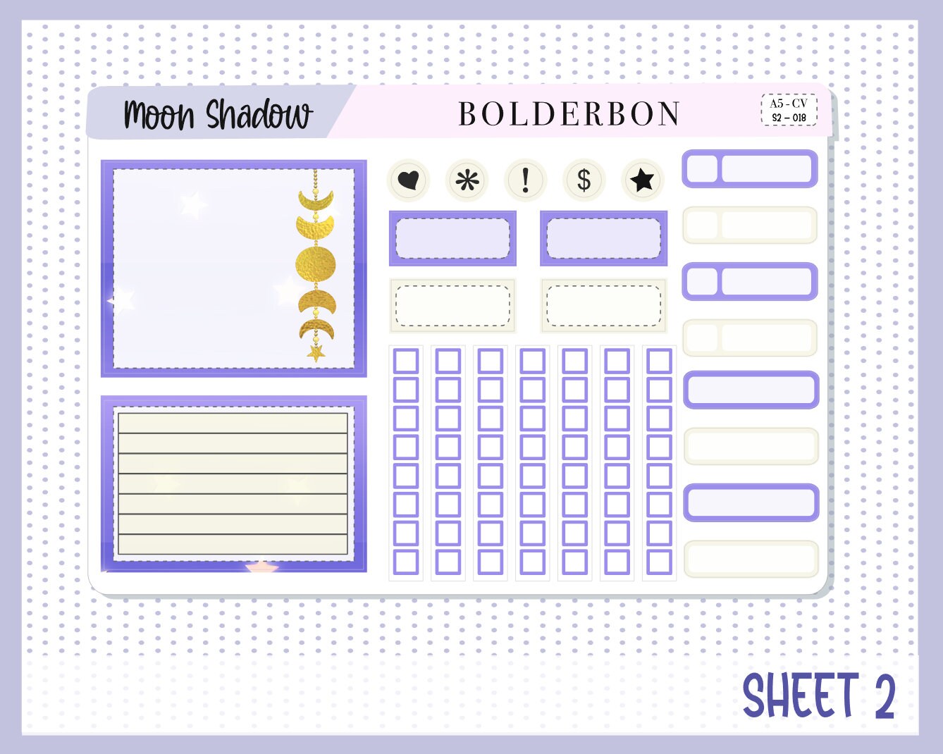 MOON SHADOW || A5 Compact Vertical Planner Sticker Kit