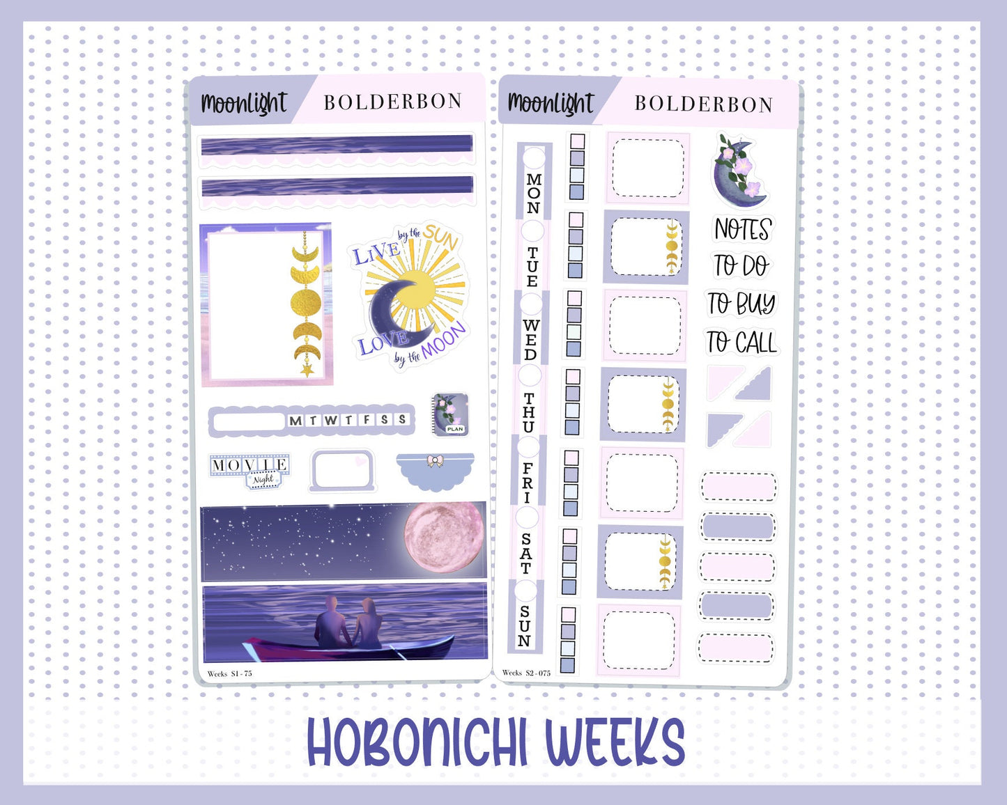 MOONLIGHT || Hobonichi Weeks Planner Sticker Kit