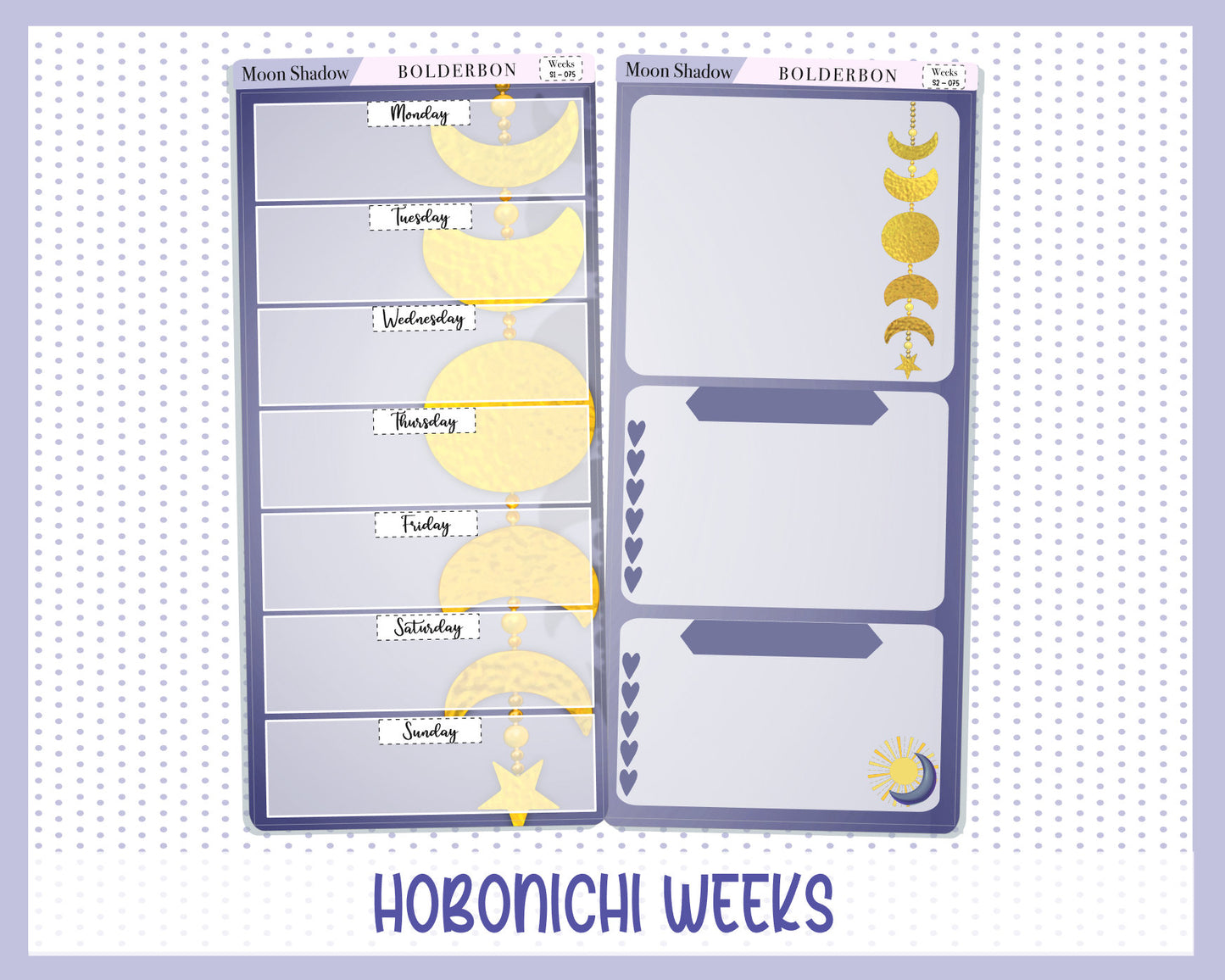 MOON SHADOW || Hobonichi Weeks Planner Sticker Kit