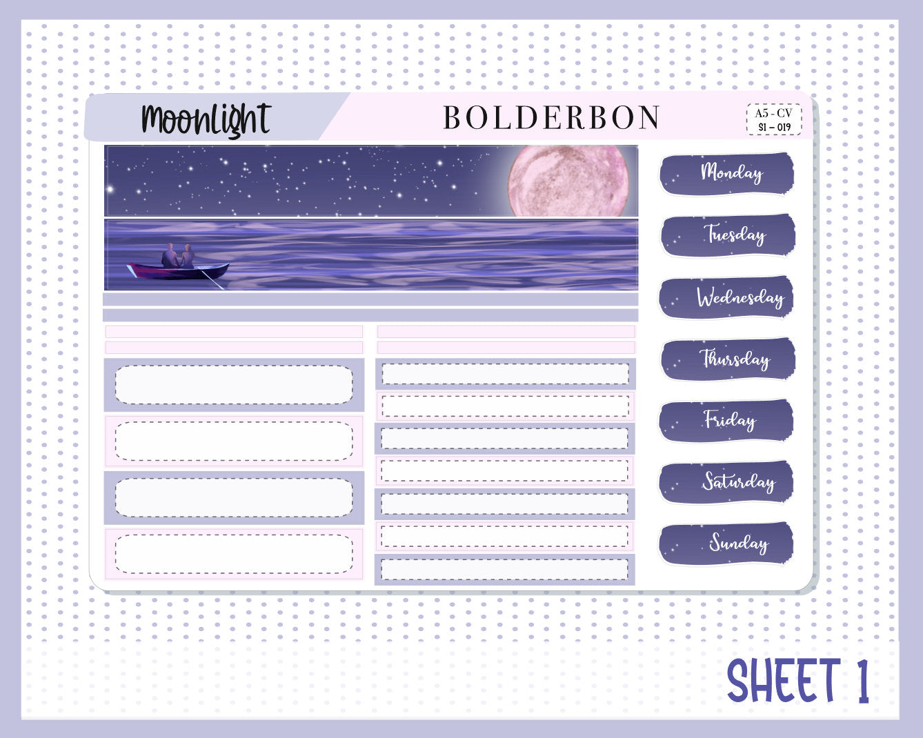 MOONLIGHT || A5 Compact Vertical Planner Sticker Kit