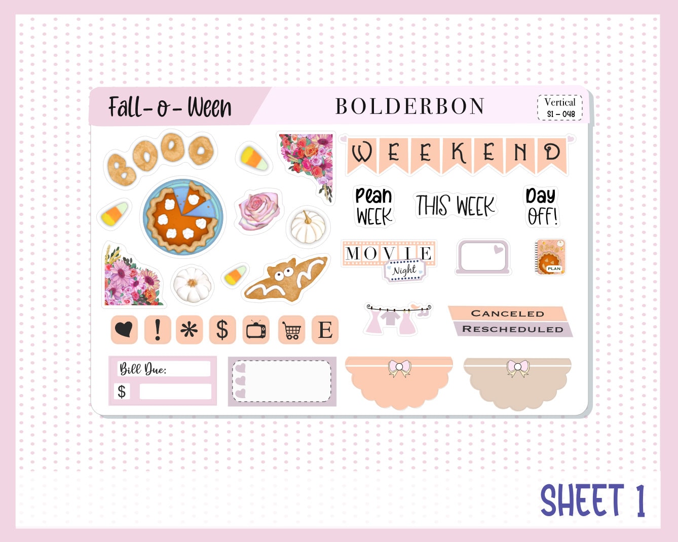 FALL 'O' WEEN  || 7x9 Vertical Planner Sticker Kit