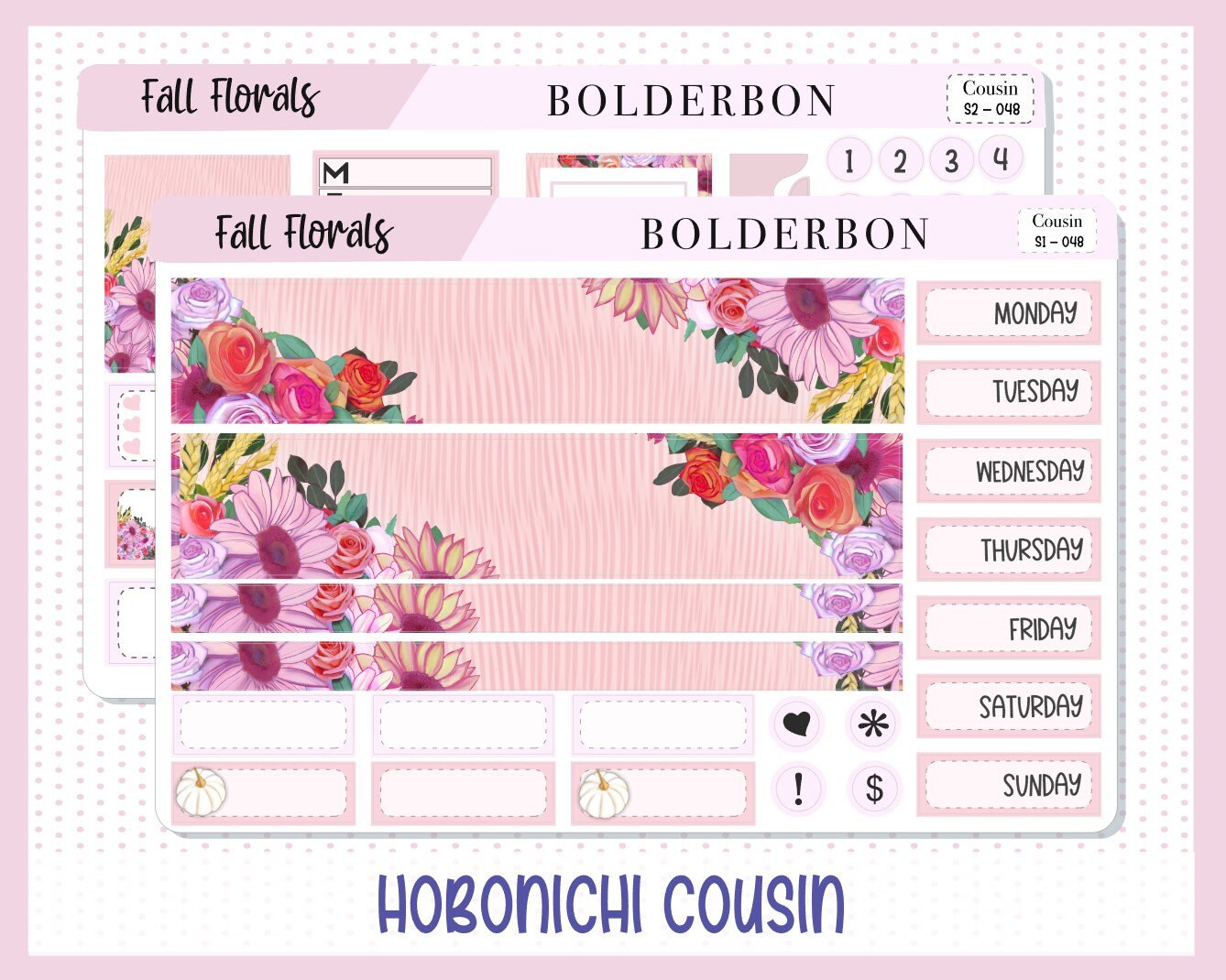 FALL FLORALS || Hobonichi Cousin Planner Sticker Kit