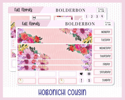 FALL FLORALS || Hobonichi Cousin Planner Sticker Kit
