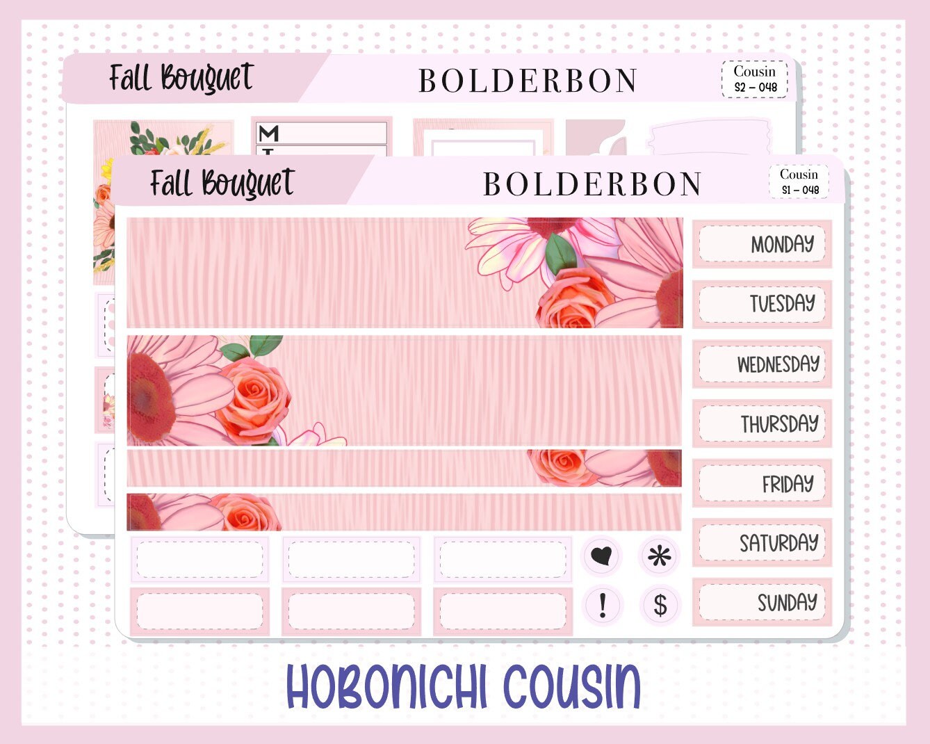 FALL BOUQUET || Hobonichi Cousin Planner Sticker Kit