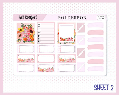 FALL BOUQUET || Hobonichi Cousin Planner Sticker Kit