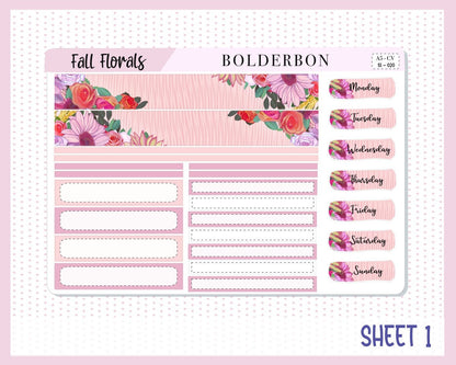 FALL FLORALS || A5 Compact Vertical Planner Sticker Kit