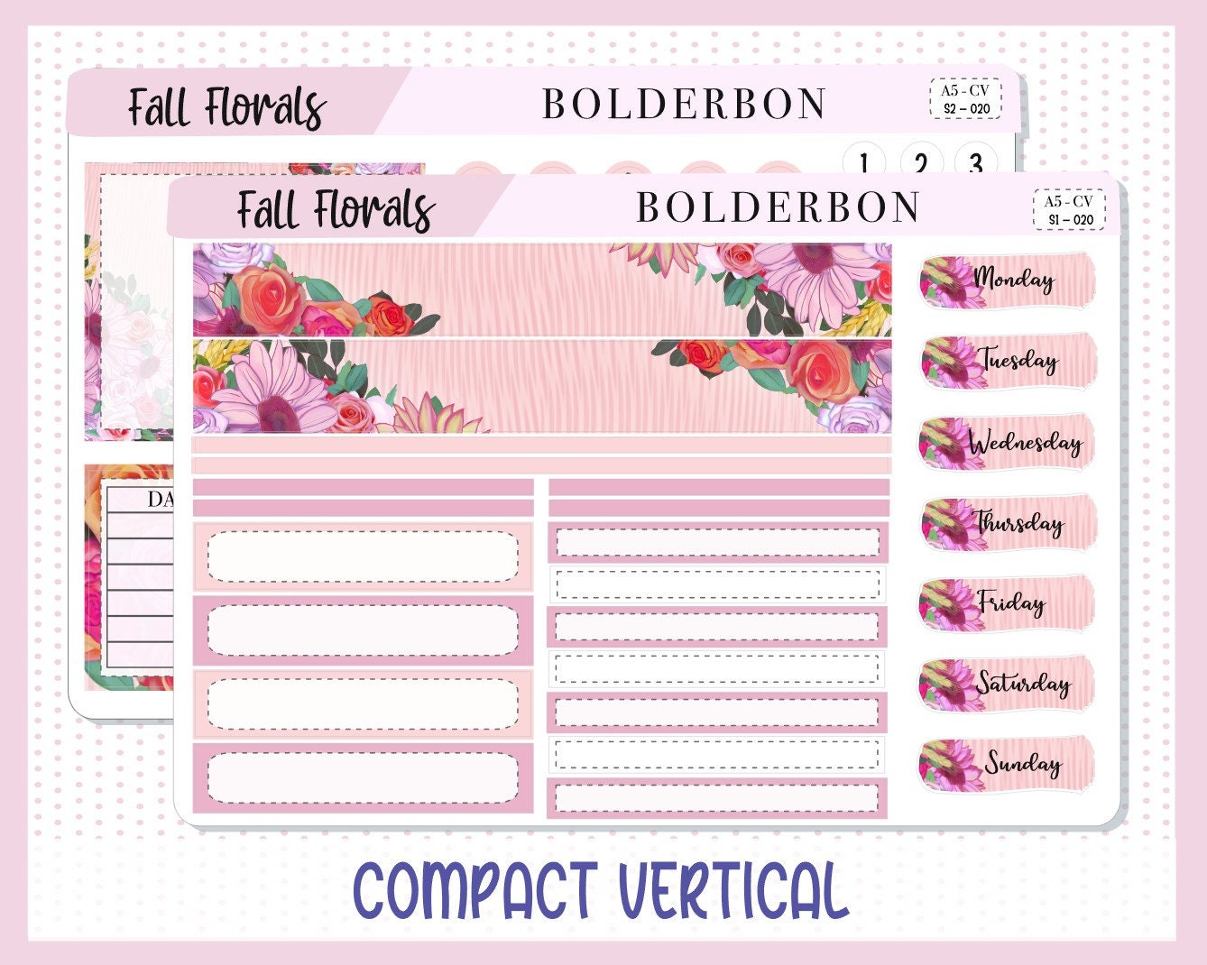 FALL FLORALS || A5 Compact Vertical Planner Sticker Kit