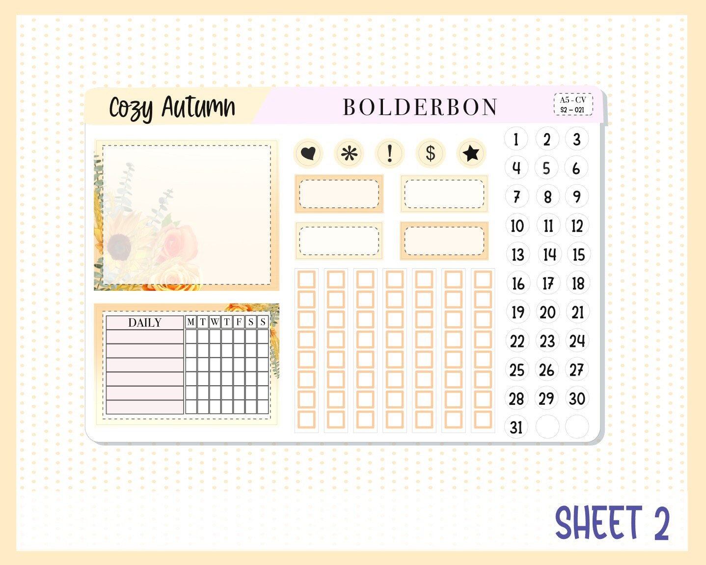 COZY AUTUMN || A5 Compact Vertical Planner Sticker Kit