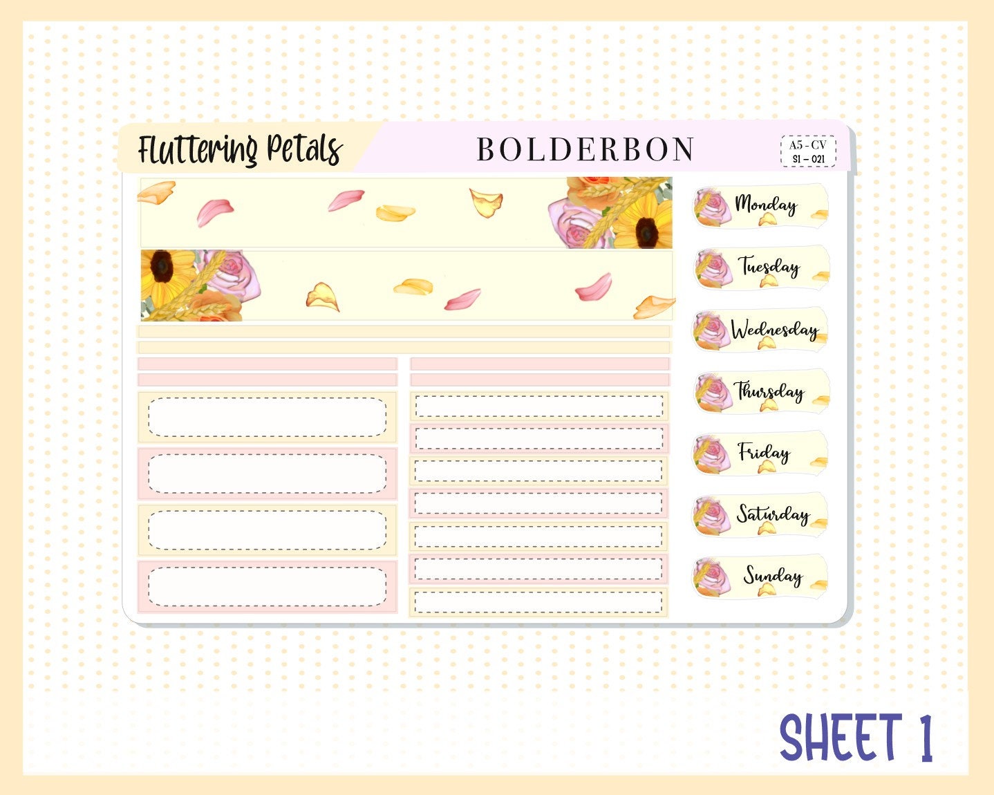 FLUTTERING PETALS || A5 Compact Vertical Planner Sticker Kit