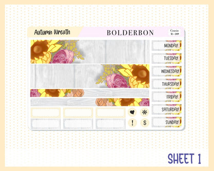 AUTUMN WREATH || Hobonichi Cousin Planner Sticker Kit