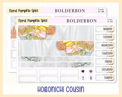 FLORAL PUMPKIN SPICE || Hobonichi Cousin Planner Sticker Kit