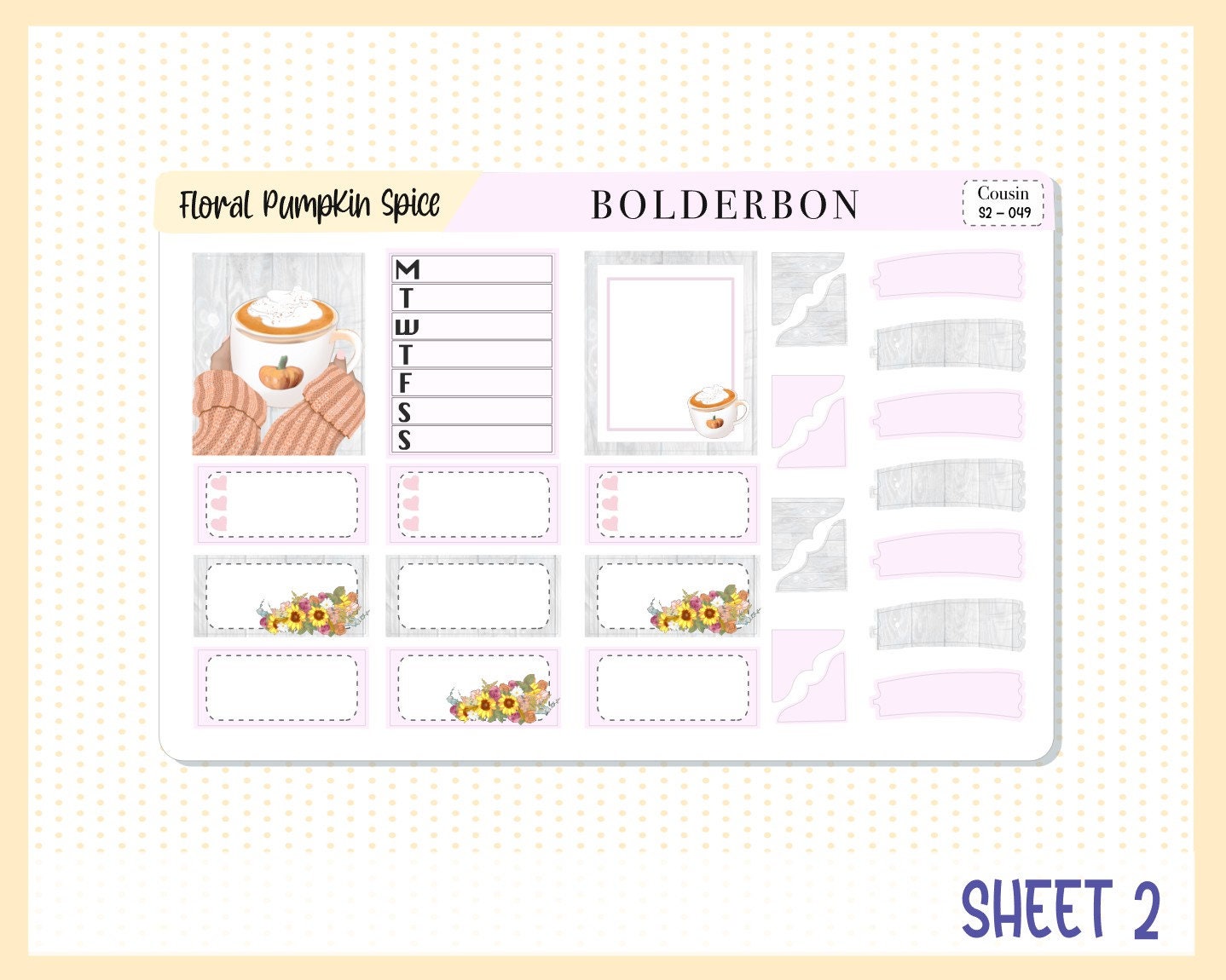 FLORAL PUMPKIN SPICE || Hobonichi Cousin Planner Sticker Kit