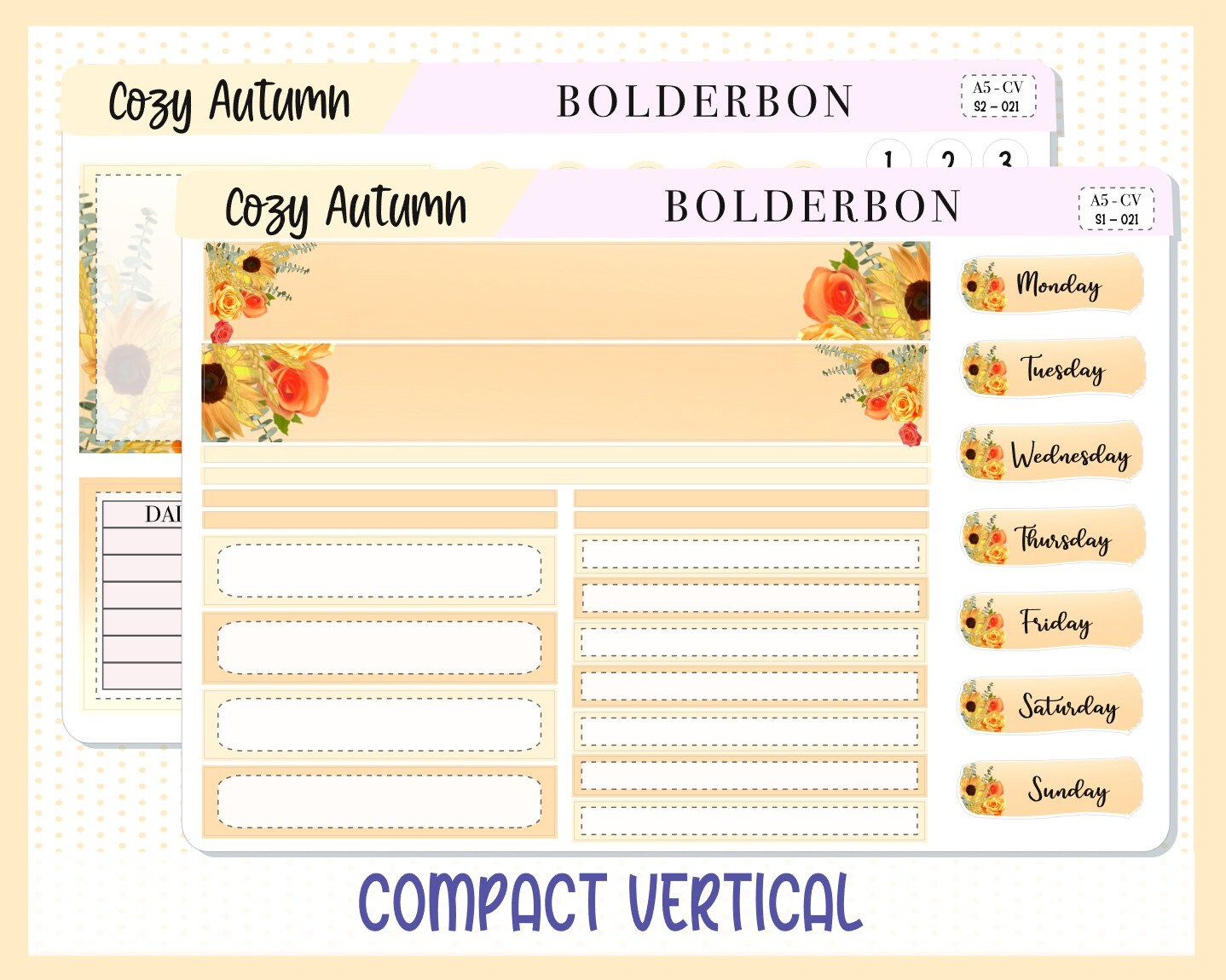 COZY AUTUMN || A5 Compact Vertical Planner Sticker Kit