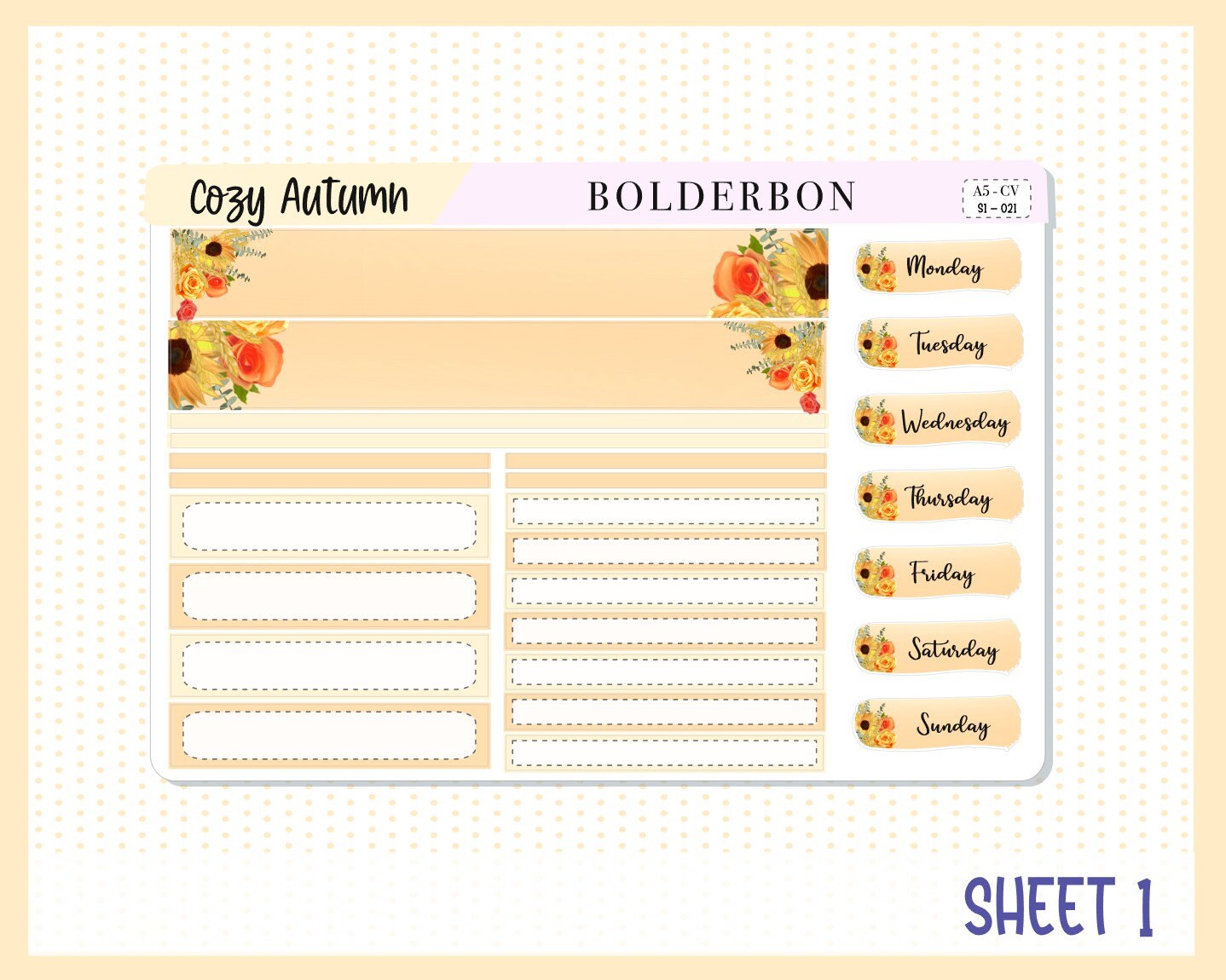 COZY AUTUMN || A5 Compact Vertical Planner Sticker Kit