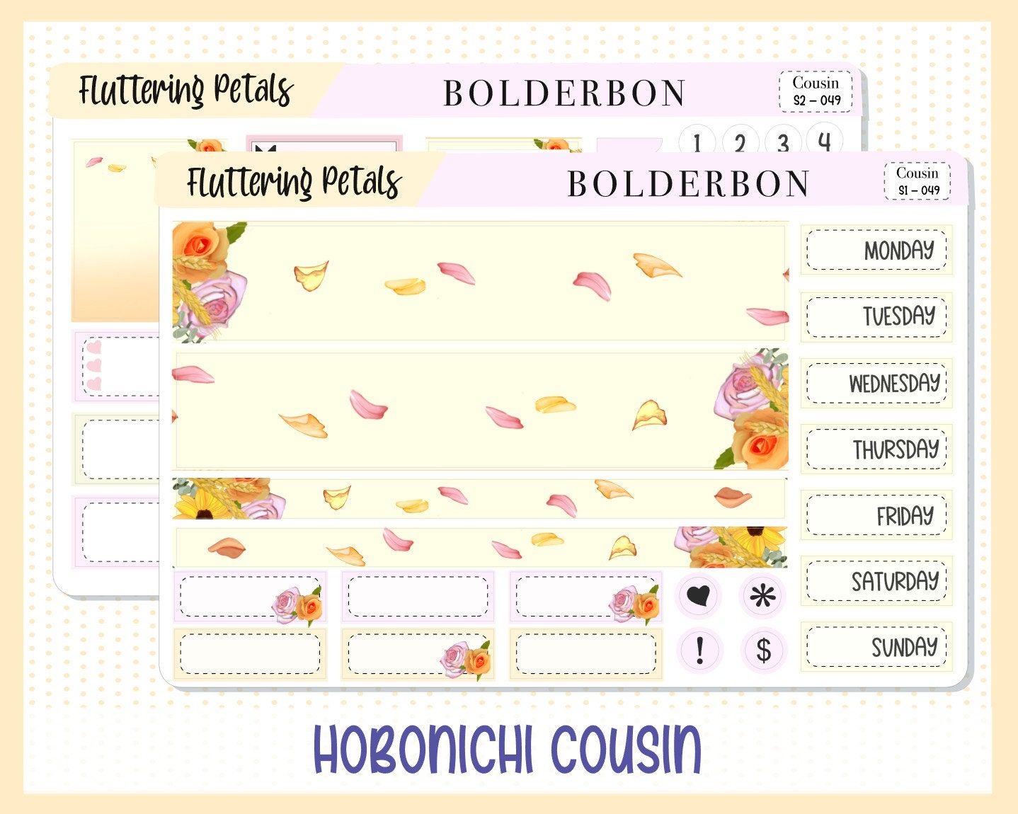 FLUTTERING PETALS || Hobonichi Cousin Planner Sticker Kit