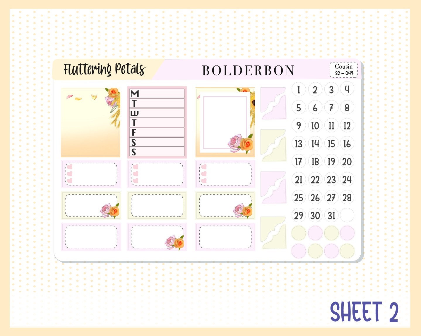 FLUTTERING PETALS || Hobonichi Cousin Planner Sticker Kit