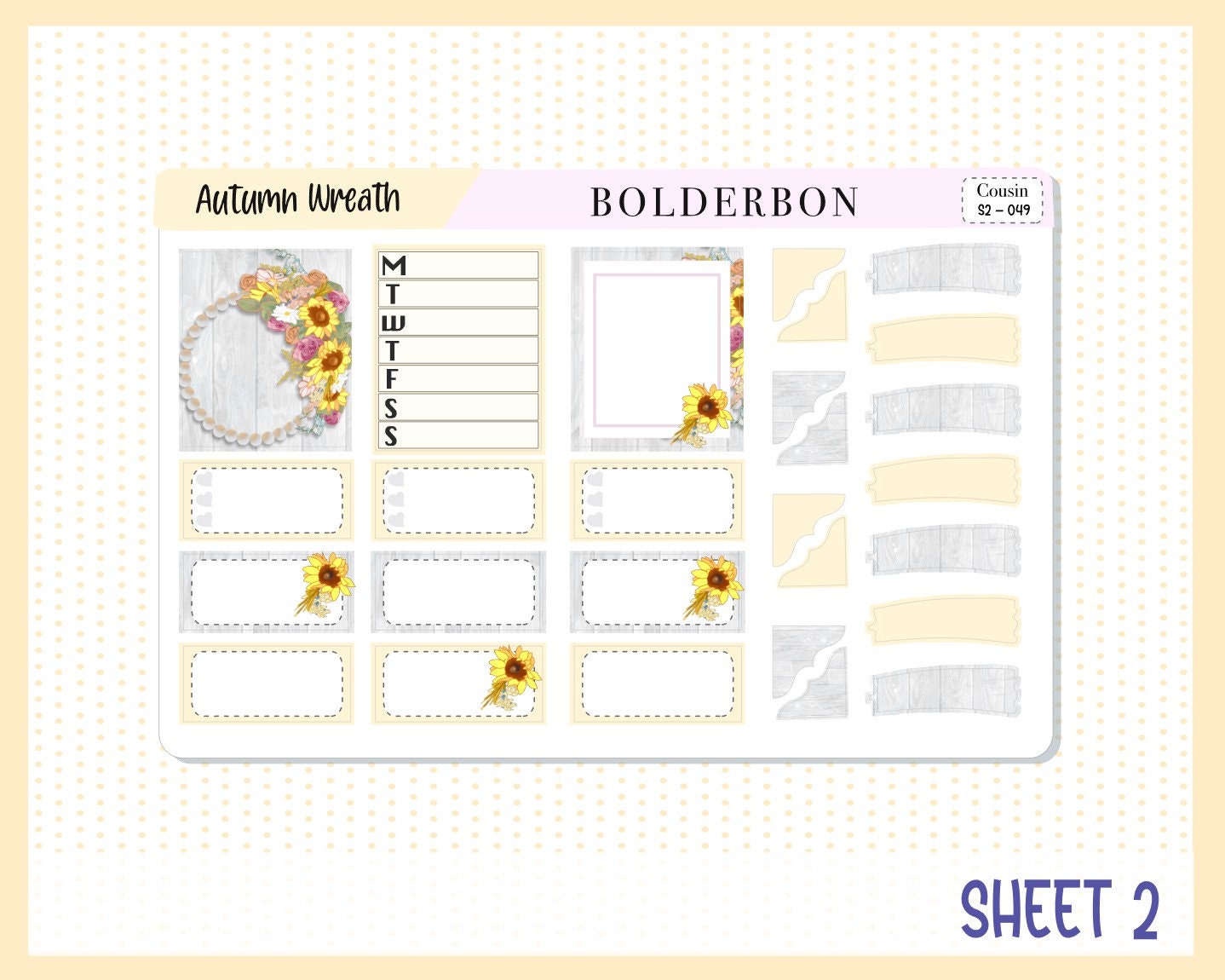 AUTUMN WREATH || Hobonichi Cousin Planner Sticker Kit